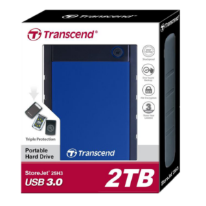 Transcend 1Tb external Hard-Drive  at the best price. Compatible with Ms. Windows 8/7/Vista/XP, Mac OS X, and Linux systems. Strong shockproof rubber outer case. USB 3.0 and USB 2.0connection options. Transcend Elite data management software. Single click Auto-Backup button. The slim design to fit your pocket.